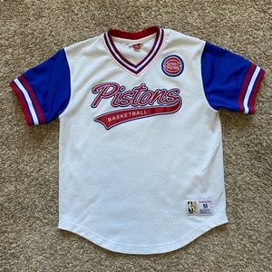 Mitchell & Ness NBA Detroit Pistons Mesh V Neck MLB Jersey Men’s Size MEDIUM